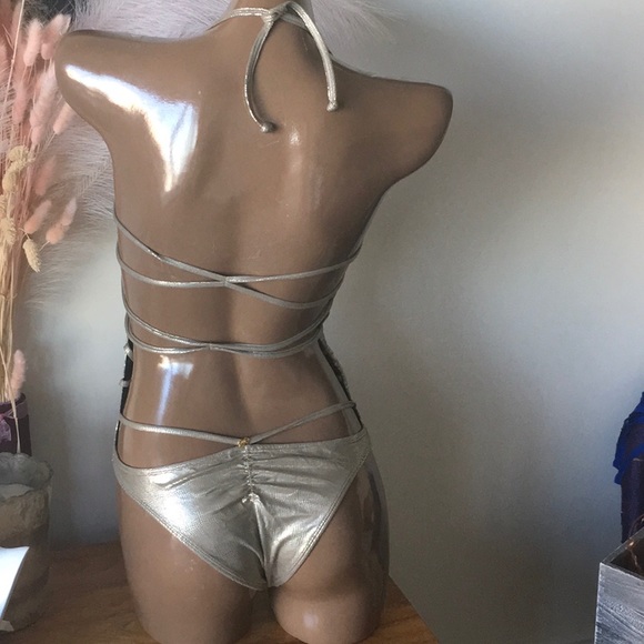 PILYQ One-Piece Shimmering Silver Bathing Suit - Picture 2 of 2